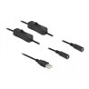 Kabel USB typ A męski do 2x DC 5,5 x 2,1mm żeński z przełącznikiem 1m Delock 86797