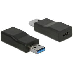 Konwerter USB 10Gbps typ A wtyk męski - USB-C wtyk żeński aktywne czarny Delock 65696