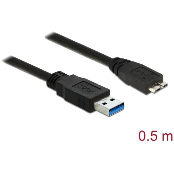 Kabel USB 5Gbps typ A - micro-B męsko-męski męski 50cm czarny Delock 85071
