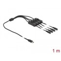 Kabel USB-C męski do 4x DC 5,5 x 2,1mm żeński z przełącznikiem 1m Delock 86802