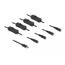 Kabel USB-C męski do 4x DC 5,5 x 2,1mm żeński z przełącznikiem 1m Delock 86802 Kabel USB-C męski do 4x DC 5,5 x 2,1mm żeński z przełącznikiem 1m Delock 86802