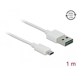 Przewód USB 2.0 typ A na micro-B 1m biały Delock 84807