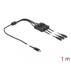 Kabel USB-C męski do 3x DC 5,5 x 2,1mm żeński z przełącznikiem 1m Delock 86801