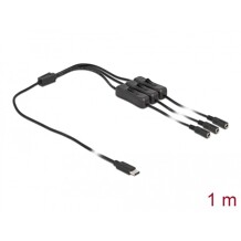 Kabel USB-C męski do 3x DC 5,5 x 2,1mm żeński z przełącznikiem 1m Delock 86801