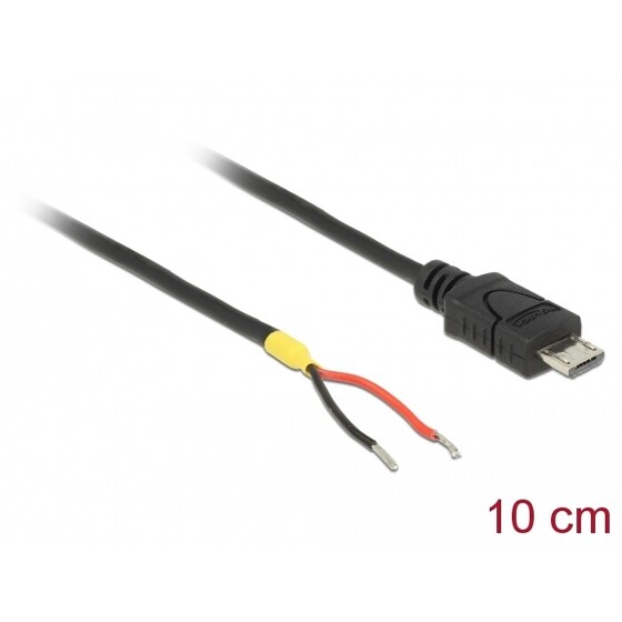 Przewód USB 2.0 micro-B wtyk męski - 2x wyprowadzenia zasilania 10cm Raspberry Pi Delock 82697