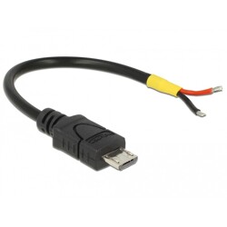 Przewód USB 2.0 micro-B wtyk męski - 2x wyprowadzenia zasilania 10cm Raspberry Pi Delock 82697 Przewód USB 2.0 micro-B wtyk męski - 2x wyprowadzenia zasilania 10cm Raspberry Pi Delock 82697