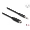 Kabel audio stereo USB-C męski do gniazda stereo męskiego 3-pin. 1m czarny Delock 85208