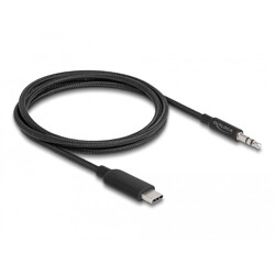 Kabel audio stereo USB-C męski do gniazda stereo męskiego 3-pin. 1m czarny Delock 85208 Kabel audio stereo USB-C męski do gniazda stereo męskiego 3-pin. 1m czarny Delock 85208