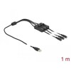 Kabel USB typ A męski do 3x DC 5,5 x 2,1mm żeński z przełącznikiem 1m Delock 86798
