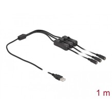 Kabel USB typ A męski do 3x DC 5,5 x 2,1mm żeński z przełącznikiem 1m Delock 86798