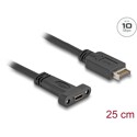 Kabel USB 10Gbps USB typ E A klucz 20-pin. męsko-żeński USB-C do montażu panelowego 25cm Delock 85454