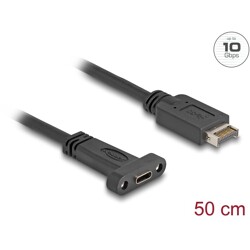 Kabel USB 10Gbps USB typ E A klucz 20-pin. męsko-żeński USB-C do montażu panelowego 50cm Delock 85526