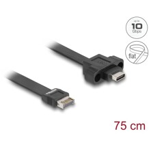 Kabel USB 10Gbps płaski typ E klucz A 20-pin. męski na USB-C żeński na panel 75cm Delock 85760