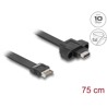 Kabel USB 10Gbps płaski typ E klucz A 20-pin. męski na USB-C żeński na panel 75cm Delock 85760