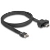 Kabel USB 10Gbps płaski typ E klucz A 20-pin. męski na USB-C żeński na panel 75cm Delock 85760