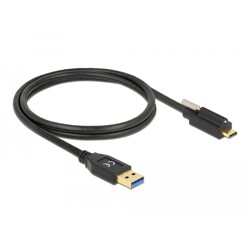 Kabel SuperSpeed USB 10Gbps typ A męski do USB-C męski ze śrubą na górze 1m Delock 83717 Kabel SuperSpeed USB 10Gbps typ A męski do USB-C męski ze śrubą na górze 1m Delock 83717