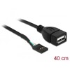 Kabel USB 2.0 gniazdo 2,54mm raster 4-pin. - 1x USB typ A gniazdo 40cm Delock 83825
