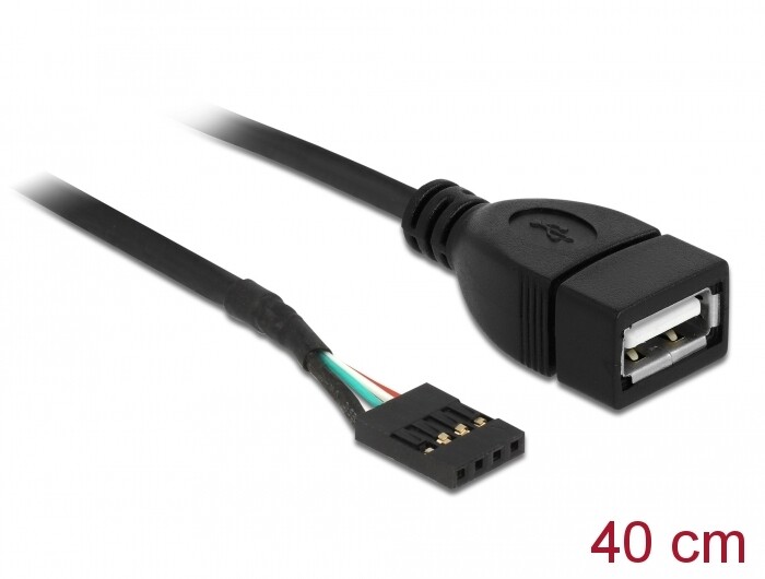 Kabel USB 2.0 gniazdo 2,54mm raster 4-pin. - 1x USB typ A gniazdo 40cm Delock 83825