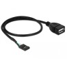 Kabel USB 2.0 gniazdo 2,54mm raster 4-pin. - 1x USB typ A gniazdo 40cm Delock 83825