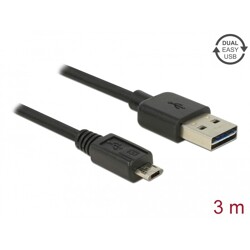Przewód EASY-USB 2.0 typ A wtyk męski do EASY-USB 2.0 typ micro-B wtyk męski 3m czarny Delock 83851