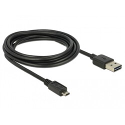 Przewód EASY-USB 2.0 typ A wtyk męski do EASY-USB 2.0 typ micro-B wtyk męski 3m czarny Delock 83851