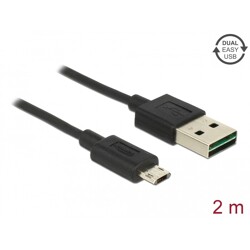 Przewód EASY-USB 2.0 typ A wtyk męski do EASY-USB 2.0 typ micro-B wtyk męski 2m czarny Delock 83850