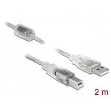 Przewód z wtykiem męskim USB 2.0 typ A - wtyk męski USB 2.0 typ B 2m przezroczysty Delock 83894