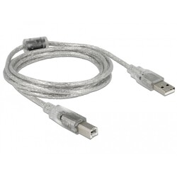 Przewód z wtykiem męskim USB 2.0 typ A - wtyk męski USB 2.0 typ B 2m przezroczysty Delock 83894 Przewód z wtykiem męskim USB 2.0 typ A - wtyk męski USB 2.0 typ B 2m przezroczysty Delock 83894