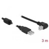 Przewód USB 2.0 typ A męski - USB 2.0 typ B męski kątowy 3m czarny Delock 83529