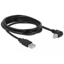 Przewód USB 2.0 typ A męski - USB 2.0 typ B męski kątowy 3m czarny Delock 83529