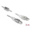 Przewód z wtykiem męskim USB 2.0 typ A - wtyk męski USB 2.0 typ B 3m przezroczysty Delock 83895