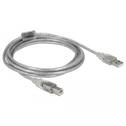 Przewód z wtykiem męskim USB 2.0 typ A - wtyk męski USB 2.0 typ B 3m przezroczysty Delock 83895 Przewód z wtykiem męskim USB 2.0 typ A - wtyk męski USB 2.0 typ B 3m przezroczysty Delock 83895