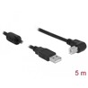 Przewód USB 2.0 typ A męski - USB 2.0 typ B męski kątowy 5m czarny Delock 83530