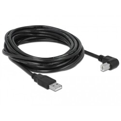 Przewód USB 2.0 typ A męski - USB 2.0 typ B męski kątowy 5m czarny Delock 83530