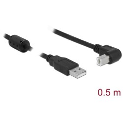 Przewód USB 2.0 typ A męski - USB 2.0 typ B męski kątowy 50cm czarny Delock 84809