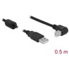 Przewód USB 2.0 typ A męski - USB 2.0 typ B męski kątowy 50cm czarny Delock 84809