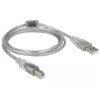 Przewód z wtykiem męskim USB 2.0 typ A - wtyk męski USB 2.0 typ B 1,5m przezroczysty Delock 83893