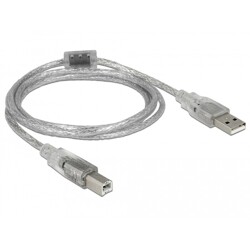 Przewód z wtykiem męskim USB 2.0 typ A - wtyk męski USB 2.0 typ B 1,5m przezroczysty Delock 83893 Przewód z wtykiem męskim USB 2.0 typ A - wtyk męski USB 2.0 typ B 1,5m przezroczysty Delock 83893