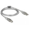 Przewód z wtykiem męskim USB 2.0 typ A - wtyk męski USB 2.0 typ B 1,5m przezroczysty Delock 83893