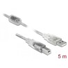 Przewód z wtykiem męskim USB 2.0 typ A - wtyk męski USB 2.0 typ B 5m przezroczysty Delock 83896