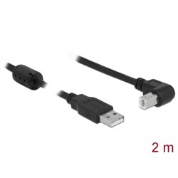 Przewód USB 2.0 typ A męski - USB 2.0 typ B męski kątowy 2m czarny Delock 83528