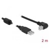 Przewód USB 2.0 typ A męski - USB 2.0 typ B męski kątowy 2m czarny Delock 83528
