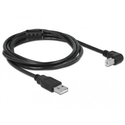 Przewód USB 2.0 typ A męski - USB 2.0 typ B męski kątowy 2m czarny Delock 83528