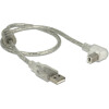Przewód USB 2.0 typ A męski - USB 2.0 typ B męski kątowy 50cm przezroczysty Delock 84811