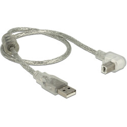 Przewód USB 2.0 typ A męski - USB 2.0 typ B męski kątowy 50cm przezroczysty Delock 84811 Przewód USB 2.0 typ A męski - USB 2.0 typ B męski kątowy 50cm przezroczysty Delock 84811