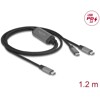 Kabel USB-C typu Y - 1 × USB-C M do 2 × USB-C M PD 3.0 100W 1,2 m Delock 81271