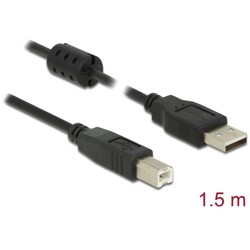 Przewód z wtykiem męskim USB 2.0 typ A - wtyk męski USB 2.0 typ B 1,5m czarny Delock 84896