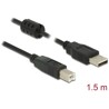 Przewód z wtykiem męskim USB 2.0 typ A - wtyk męski USB 2.0 typ B 1,5m czarny Delock 84896