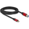 Kabel USB 5Gbps USB-C - USB typ B męsko-męski 3m czerwony metalowy Delock 80614