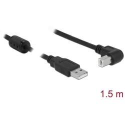 Przewód USB 2.0 typ A męski - USB 2.0 typ B męski kątowy 1,5m czarny Delock 84810